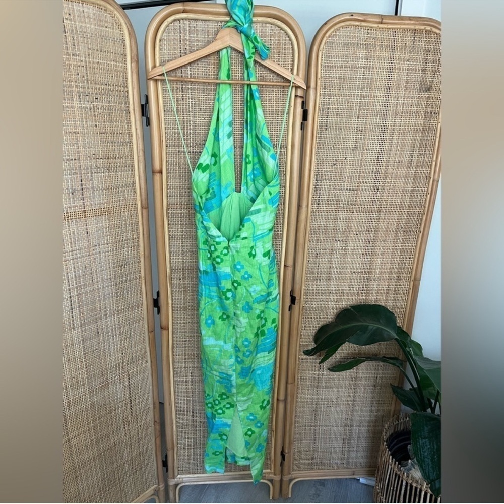 RHODE Paolo Linen Halter Midi Dress - Picture 8 of 10